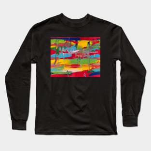 Red Abstract Smeared Painting Long Sleeve T-Shirt